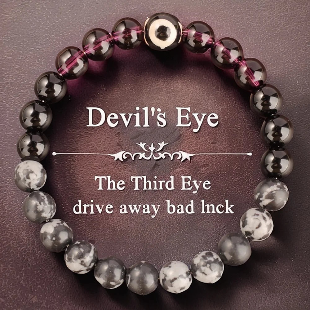 👁️ Eye Bracelets for Women – Natural Stone Beaded Bangles Cute Beach & Holiday Jewelry Purple, Black, Gray Beads Spring Summer Gift