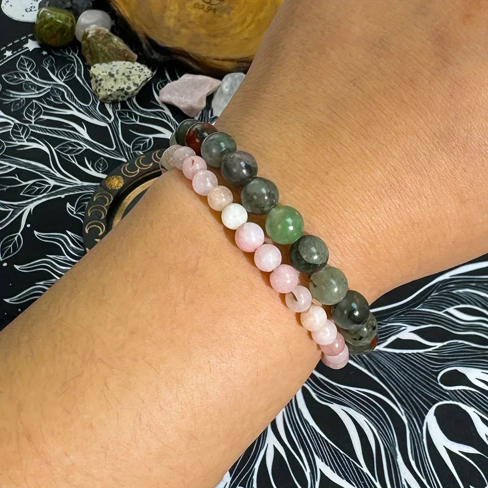 ✨ Bohemian Style Calm Mind Bracelet – African Blood Stone Crystal Jewelry for Men and Women – Daily Wear & Holiday Blessings