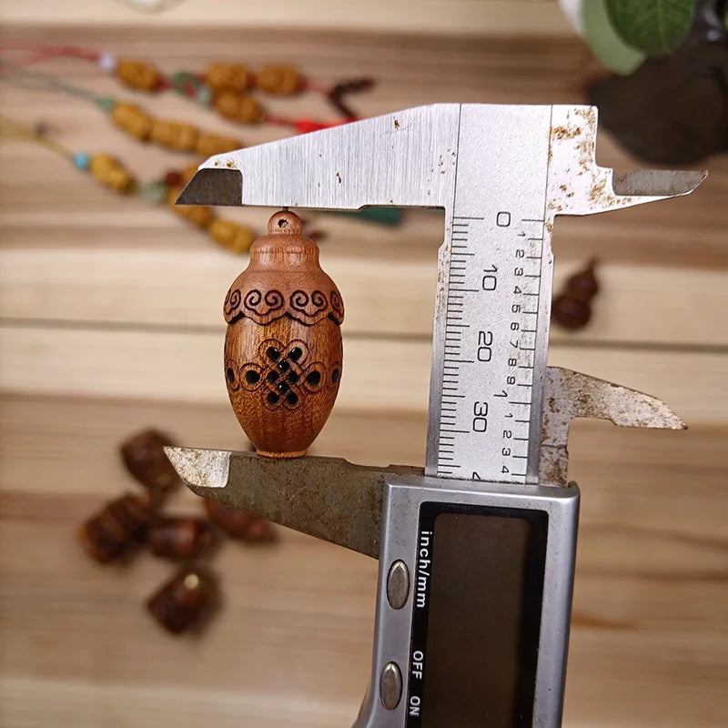 🌿 Wood Hollow Carved Aromatherapy Bottle – Mini Vase Pagoda Design | Car Hanging Decoration & Fragrance Diffuser Pendant | Free Shipping vase B