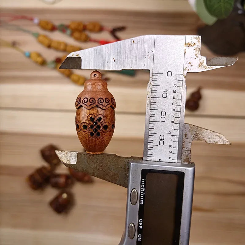 🌿 Wood Hollow Carved Aromatherapy Bottle – Mini Vase Pagoda Design | Car Hanging Decoration & Fragrance Diffuser Pendant | Free Shipping vase B