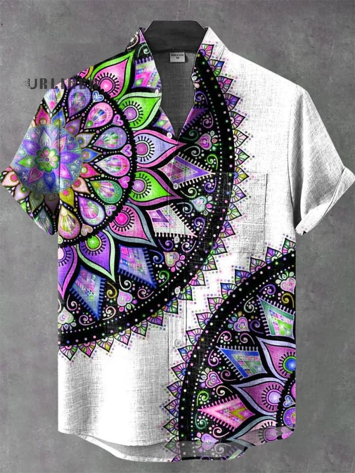 🌍 The Ancestral Modesty Heritage Edition: Premium Men’s Retro African Tribal Totem Shirt – High-Definition Digital Print, Breathable Organic Cotton-Linen Blend, and Sophisticated Modest Street-Trend Silhouette