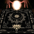 Astrology Tarot Tablecloth in Black Velvet with Moon Design JP116