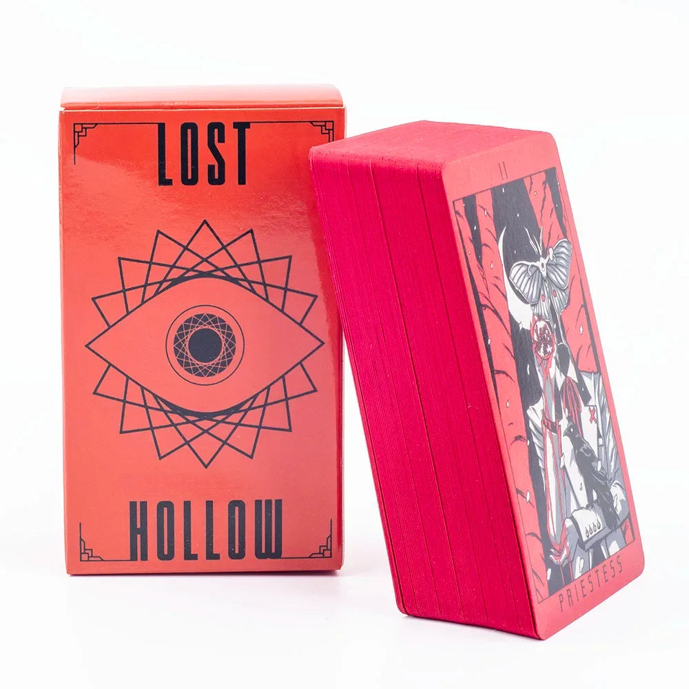 Lost Hollow Tarot Deck - 80-Card Divination Set with Red Gilded Edges & Guidebook
