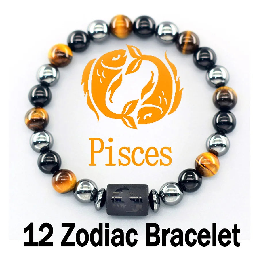 ✨ Zodiac Harmony Tiger Eye Bracelet – Natural Yellow Tiger Eye Beads for Cancer, Virgo & Leo – Perfect Couples & Friendship Jewelry
