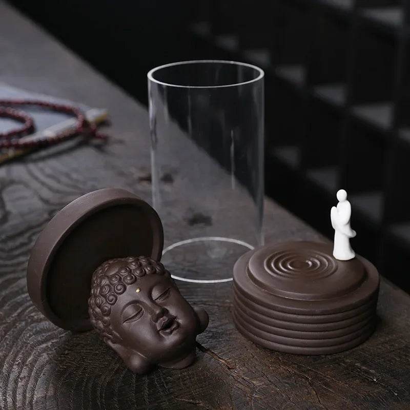 Buddhist Monk Incense Burner – Zen Ceramic Backflow Aromatherapy Holder for Home & Meditation