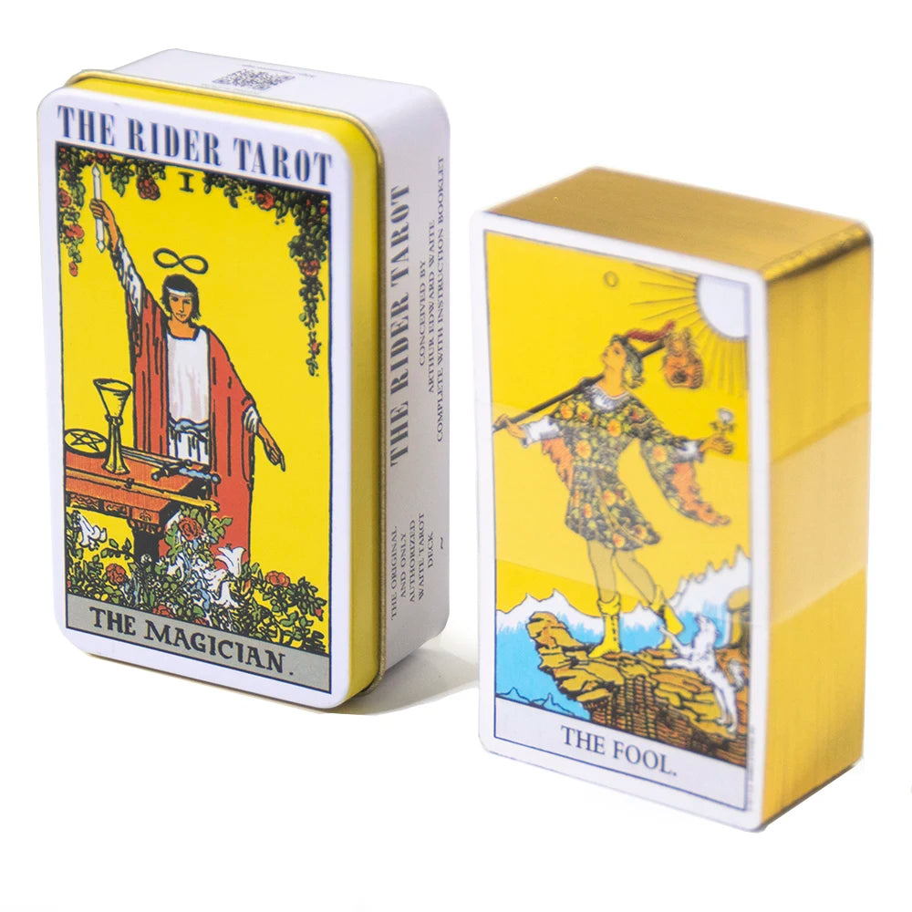 🃏 Adventure Time Tarot Cards – 78 Pcs Deck in Tin Metal Box with Gold-Plated Edges for Divination & Gifts Brown
