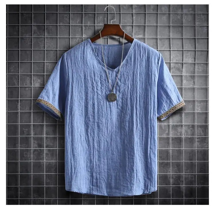 ✨ The Seoul Minimalist: Premium Men’s Plus Size Hawaiian Shirt (M-5XL) – Ultra-Lightweight Solid Color Fabric, Korean "Clean Fit" Aesthetic, and Breathable Short-Sleeve Casual Button-Down Mens shirt Sky Blue