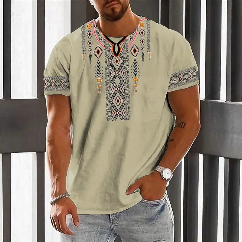 🌍 The Dashiki Street-Heritage T-Shirt: Premium Men’s Vintage Ethnic Tee – High-Definition Traditional Dashiki Print, Breathable Soft-Touch Cotton Blend, and Sophisticated Retro Streetwear Short-Sleeve H24091518087