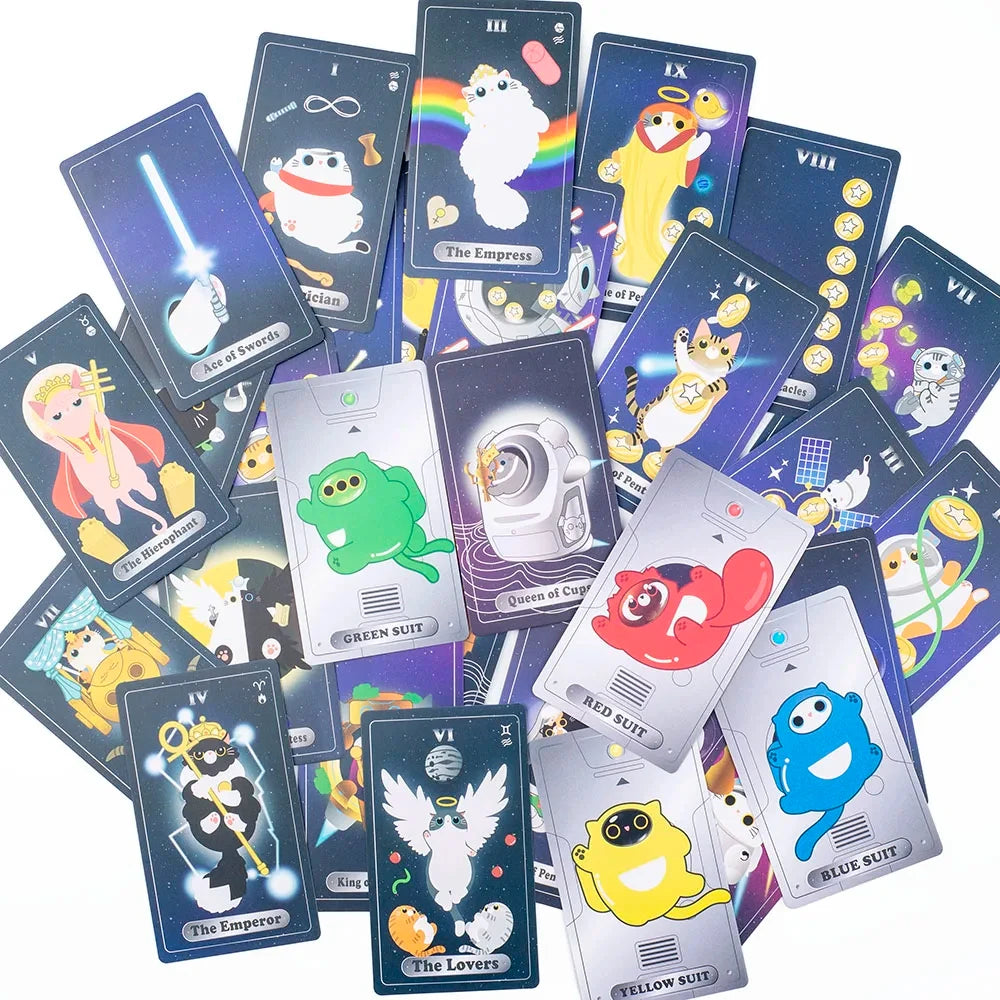 🐱 Yin Yang The Cat Univercat Tarot Deck – 83 Magical Cards | English Edition | Divination & Family Board Game Set