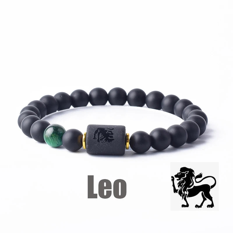 ✨ Zodiac Sign Bracelet Homme 12 Constellation Bangles – Adjustable Unisex Astrology Jewelry | Gemini, Virgo, Leo, Libra & More | Perfect Friendship Gift 28 8mm Beads