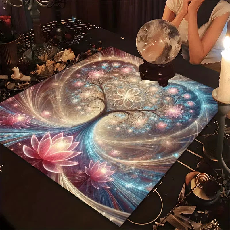🃏 VIKAMA Floral Heart Tarot Tablecloth – Square Altar Cloth for Romantic Tarot Divination & Witchy Home Decor