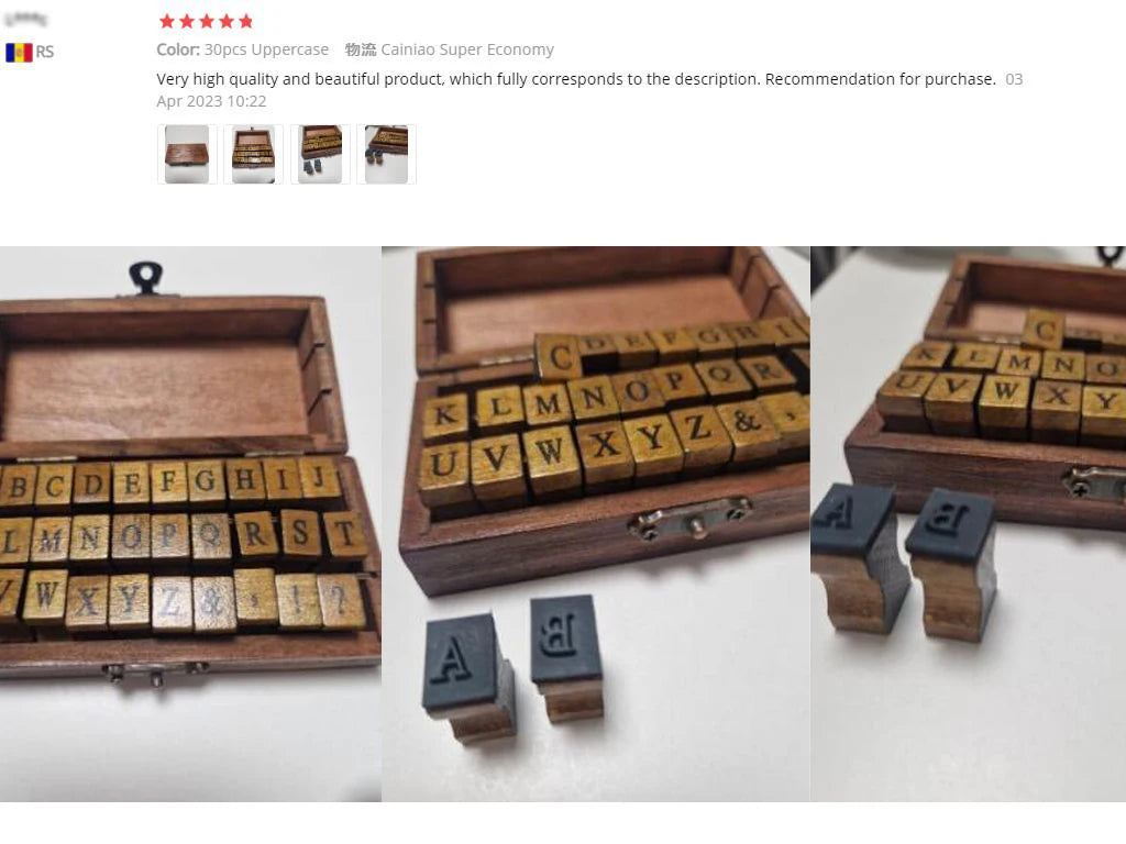 🔤 Wooden Alphabet Letter Stamps Set – Vintage Uppercase & Lowercase Rubber Stamps with DIY Self Ink Pad | Perfect for Diary, Album, Handmade Art & Craft