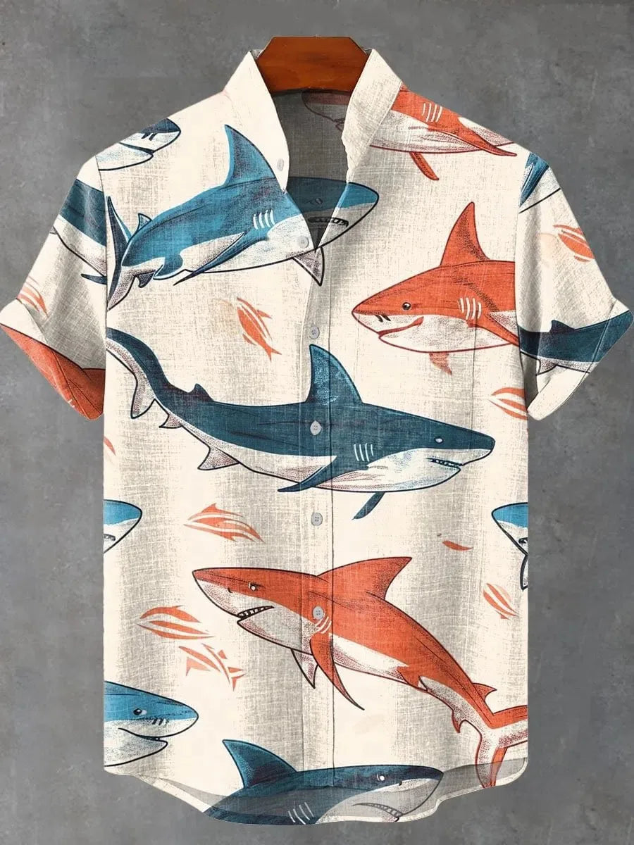 🦞 The Lobster-Luxe Coastal Masterpiece: Premium Men's Cotton-Linen Blend Short-Sleeve Shirt – High-Definition Lobster Graphic Print, Ultra-Breathable "Cool-Touch" Fabric, and Sophisticated Resort Fit SFQQQD1813