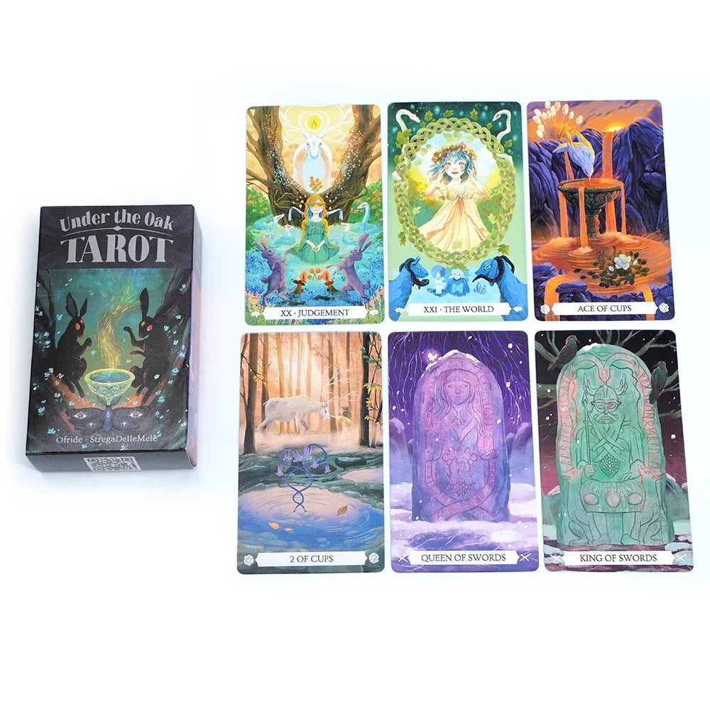 🌳 Under The Oak Tarot Deck – 79 Cards | English Multilingual Edition | Unique Narrative Divination & Board Game