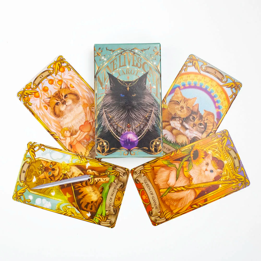 Kitten Tarot Oracle Cards – 78-Card English Deck for Fate Divination, Leisure Entertainment, and Family Gathering Board Games