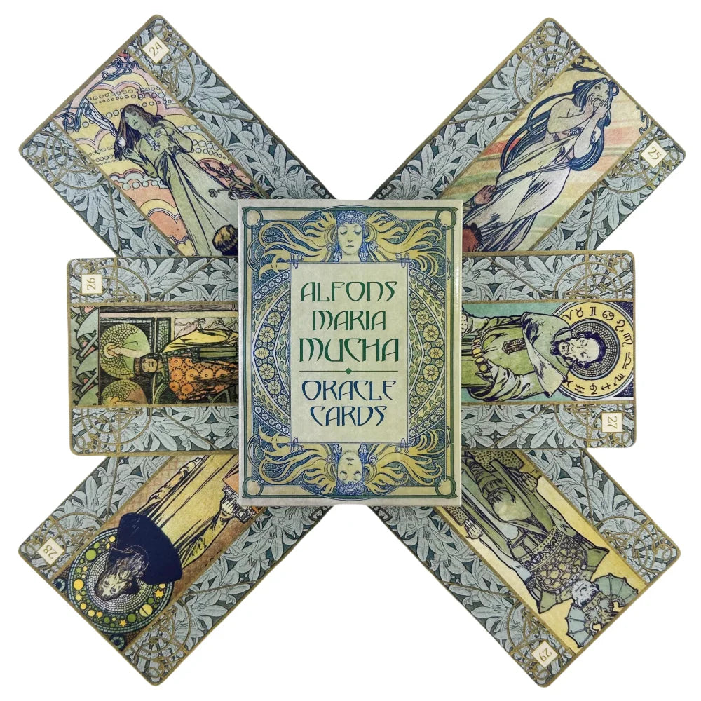 Alfons Maria Mucha Oracle Cards – 36-Card English Edition for Family Gathering Divination and Board Games