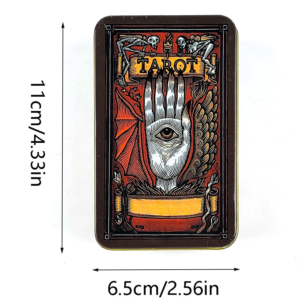💗 High-Quality Tin Metal Box Tarot Deck – 78 Cards with Gilded Edges & Guidebook
