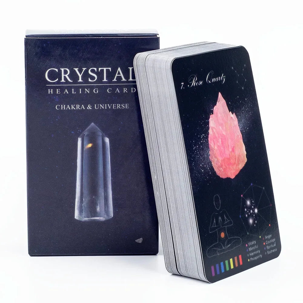 Crystals Healing Cards – 60-Card English Oracle Deck with PDF Guidebook for Crystal & Zodiac Insight