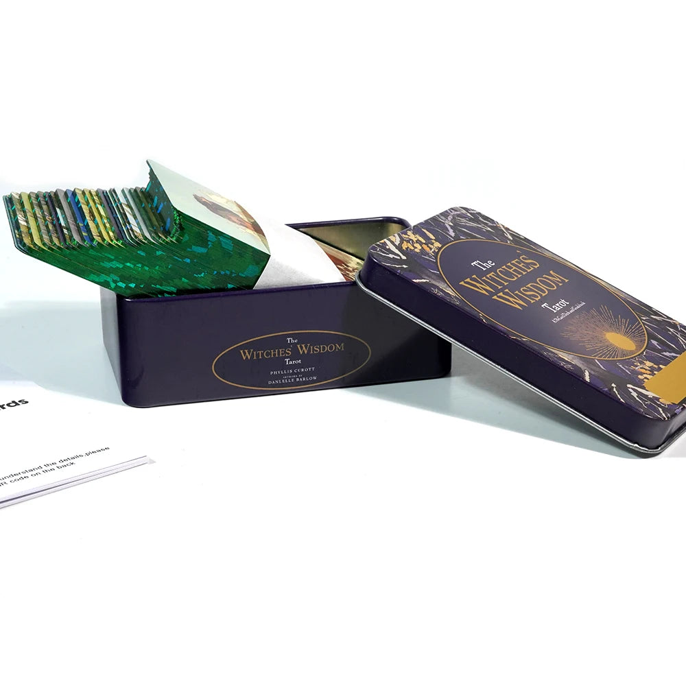 Wisdom Tarot Deck – 78 High-Quality Cards with Guidebook in Metal Tin