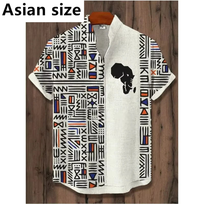 🌍 The Neo-Tribal African Masterpiece: Premium Men's 3D Retro Shirt – High-Definition Ethnic Graphic Print, Breathable Lightweight Performance Fabric, and Sophisticated Vintage Streetwear Silhouette Shirts-FYA37021