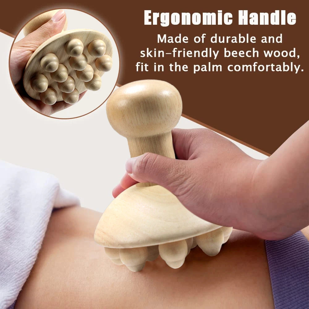 Wooden Handheld Massage Cup – Swedish Wood Therapy Cup for Lymphatic Drainage, Body Sculpting & Anti-Cellulite Gua Sha﻿