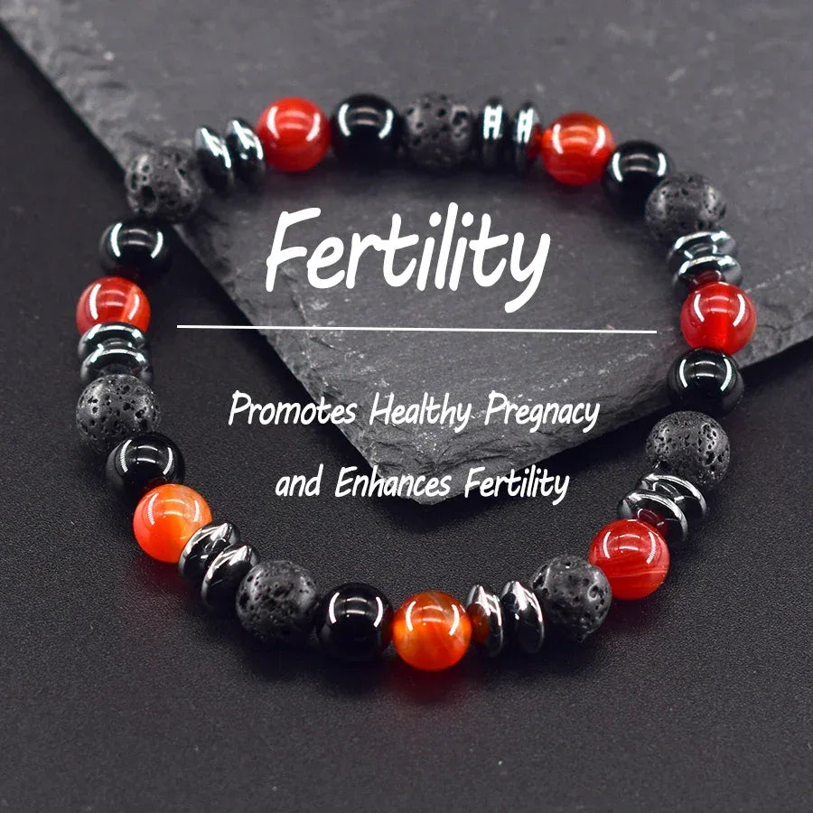 ✨ Classic Black Natural Labradorite & Volcanic Stone Beads Bracelet – Unisex Spiritual Protection and Energetic Balance Jewelry 2 Red Stripe Agate 8 mm Beads