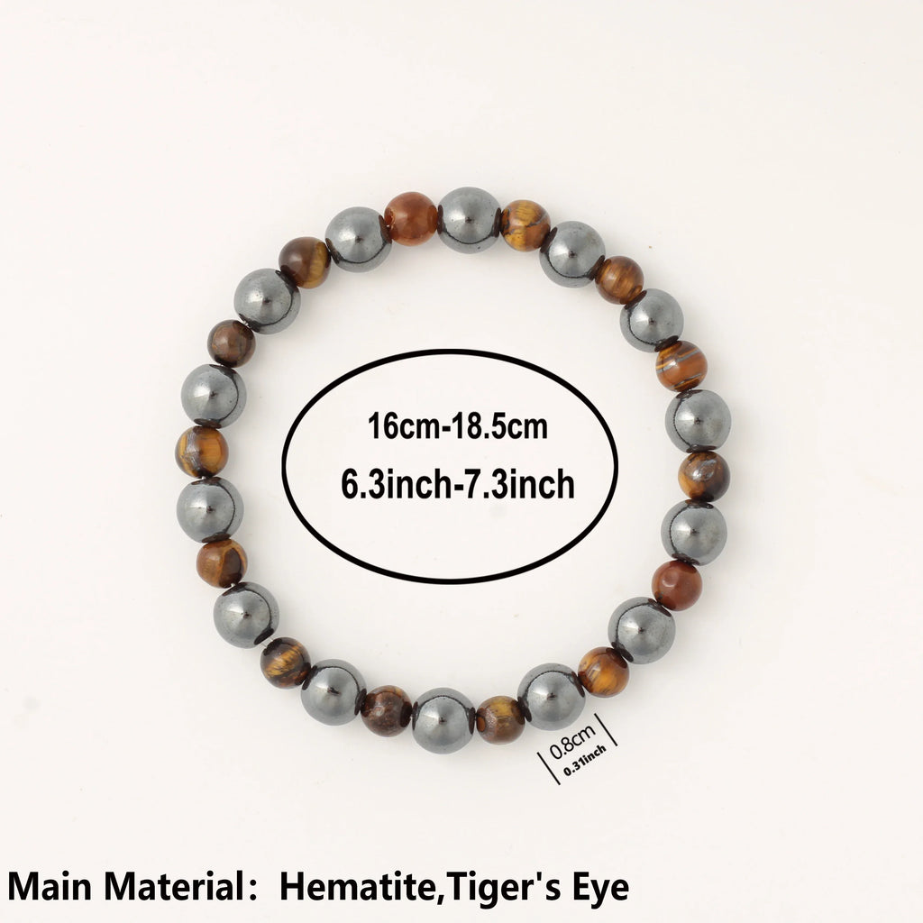 ✨ Elegant Winter Jewelry – Black and Yellow Tiger's Eye with Hematite Bead Bracelet – Perfect Gift for Husband for Daily Style
