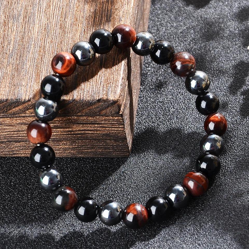 🛡️ The "Azure Guardian" Triple Protection Bracelet: Blue Malachite, Obsidian & Hematite Shield