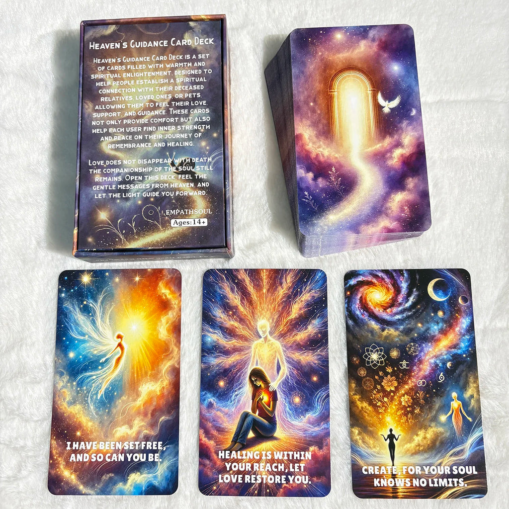 🌟 Heaven Guidance Oracle Cards – 54-Card Deck with Paper Guidebook, English Version for Spiritual Guidance and Fate Divination