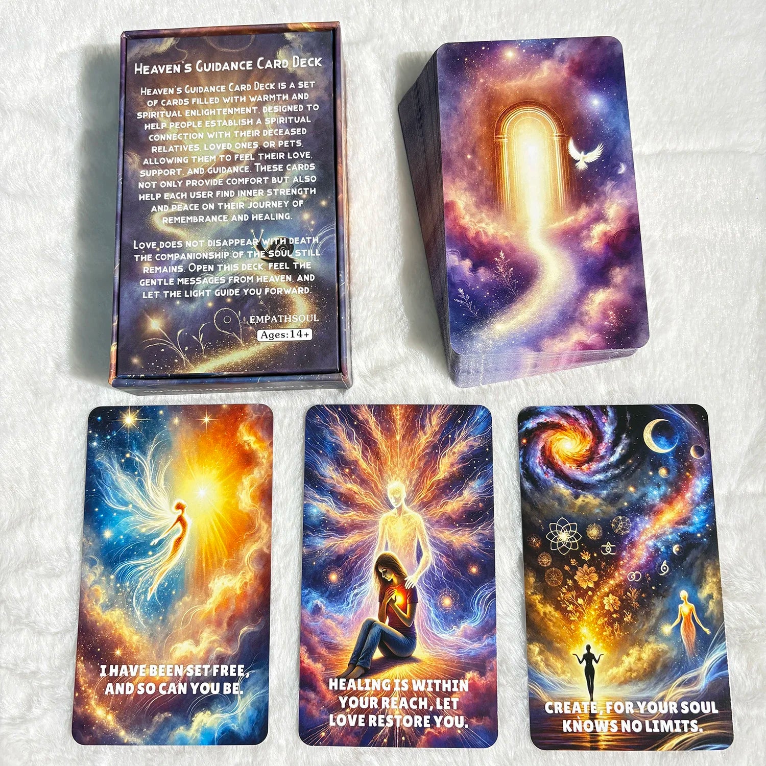 🌟 Heaven Guidance Oracle Cards – 54-Card Deck with Paper Guidebook, English Version for Spiritual Guidance and Fate Divination