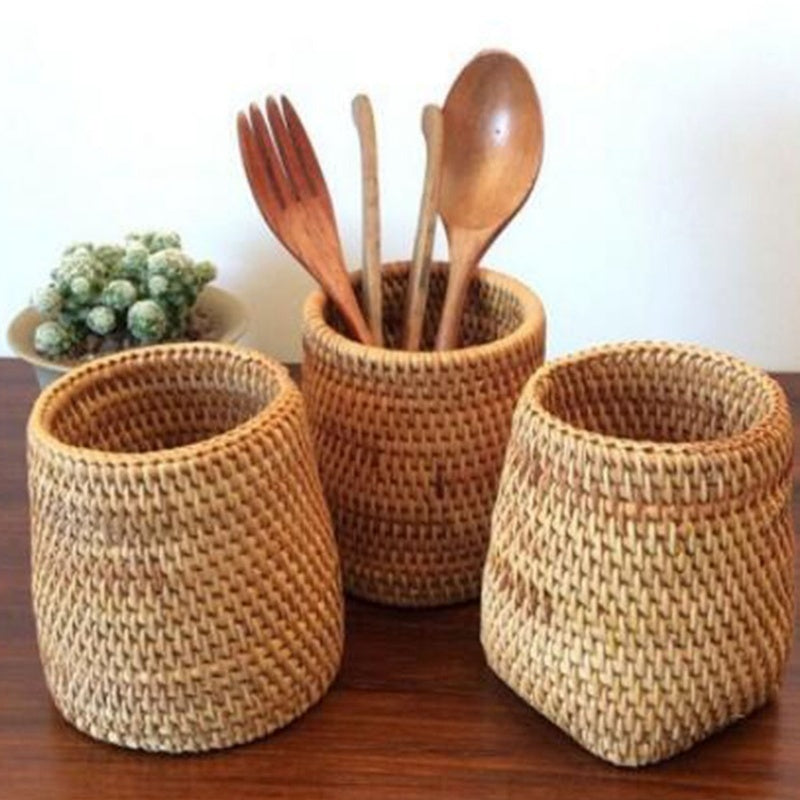 🌿 Natural Autumn Vine Rattan Storage Baskets – Versatile Organizer for Kitchen & Home | Perfect for Cutlery & Tableware | Free Shipping
