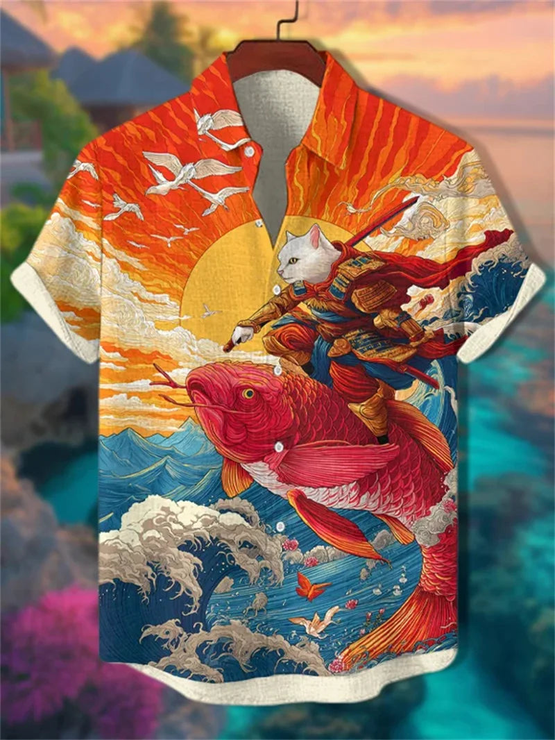 🐙 The Kraken-Retro Edition: Premium Men’s 3D Octopus Linen Shirt – High-Definition Nautical Graphic Print, Breathable Organic Cotton-Linen Blend, and Sophisticated Vintage-Style Holiday Short-Sleeve DF472
