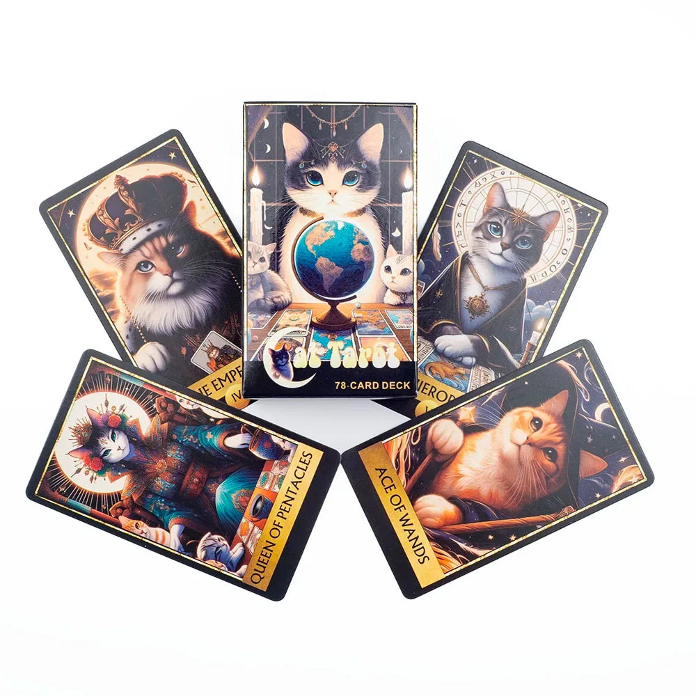 😺 Cat Tarot 78 Card Deck | English Version | Board Game & Christmas Gift | Divination Tools for Fun Fortune Telling | 10.3x6.1cm