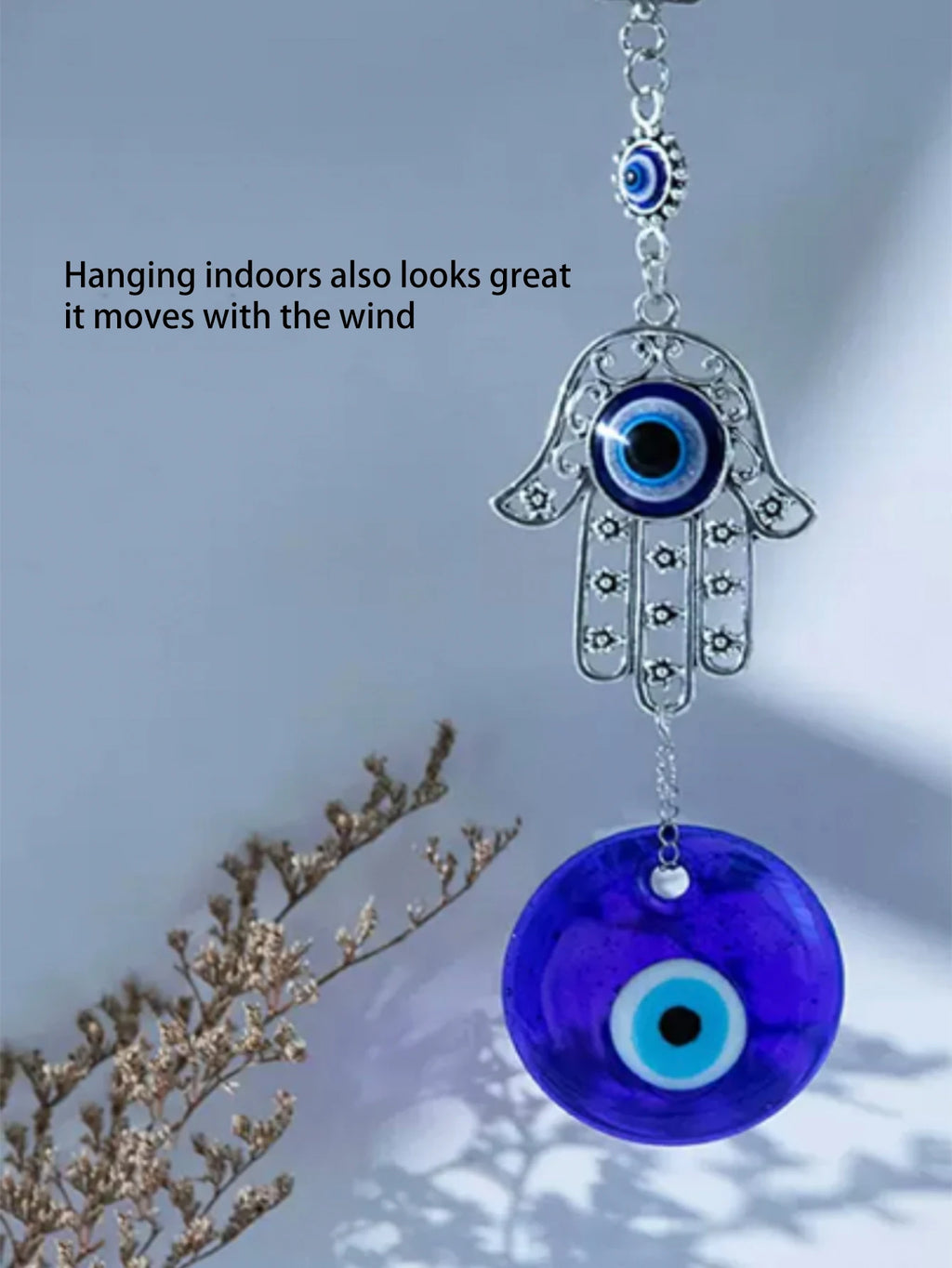 🧿 Devil's Eye Glass Eye Pendant – Turkish Jewelry with Blue Eye Alloy Palm Charm | Protective Talisman & Stylish Accessory | Free Shipping