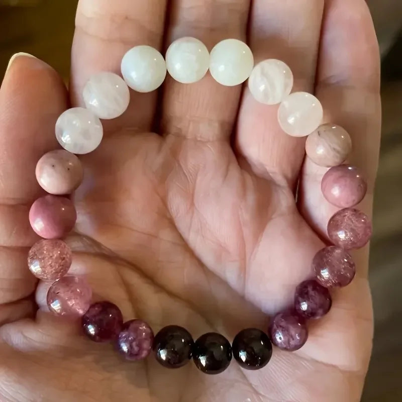 ✨ 8mm Natural Stone Beaded Bracelet for Women – Lucky Attraction of Love & Wealth – Colorful Good Luck Jewelry, Perfect Birthday Gift