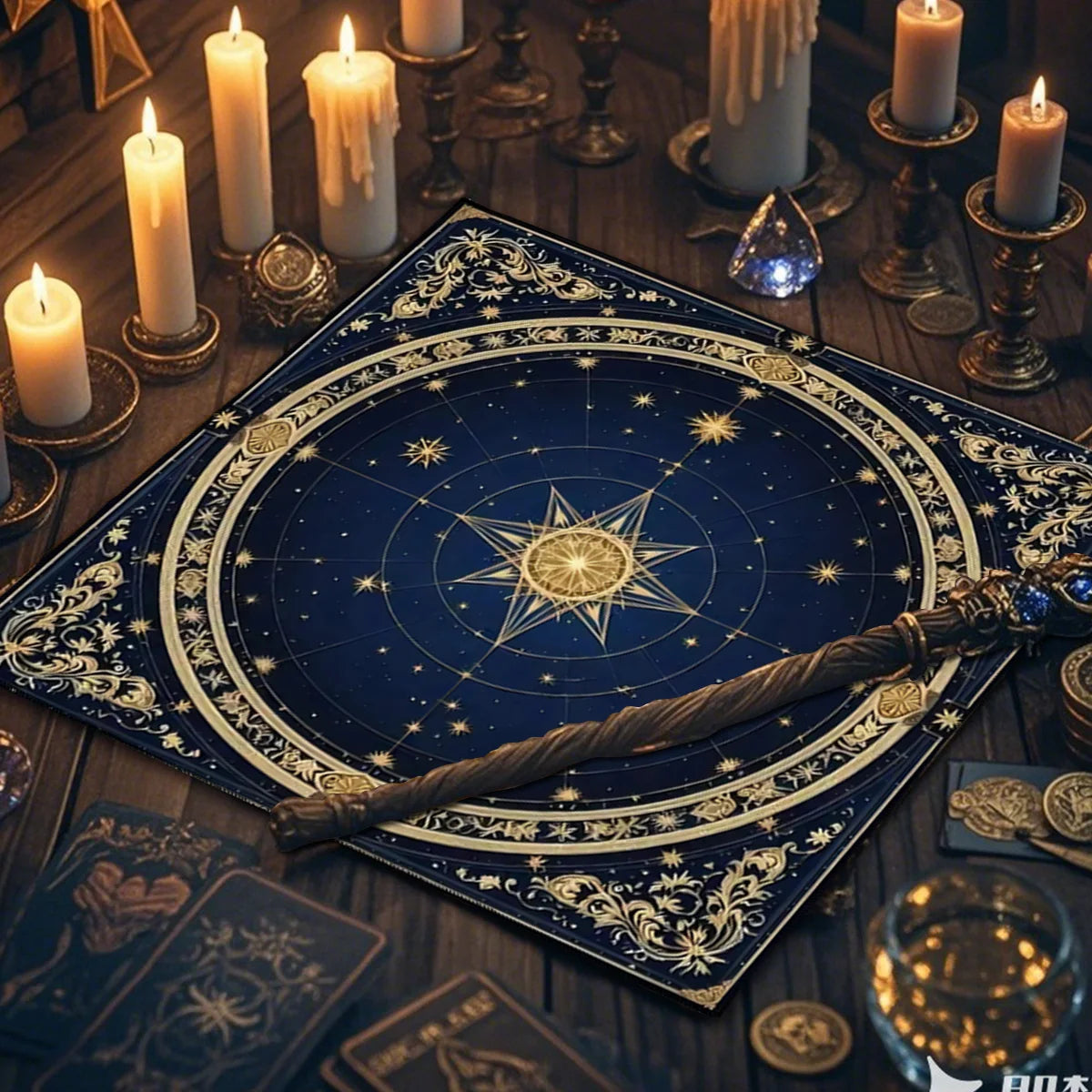 🃏 Star Map Tarot Tablecloth – Polyester Astrology Array Board Altar Cloth for Tarot Enthusiasts, Zodiac Rituals & Celestial Home Decor