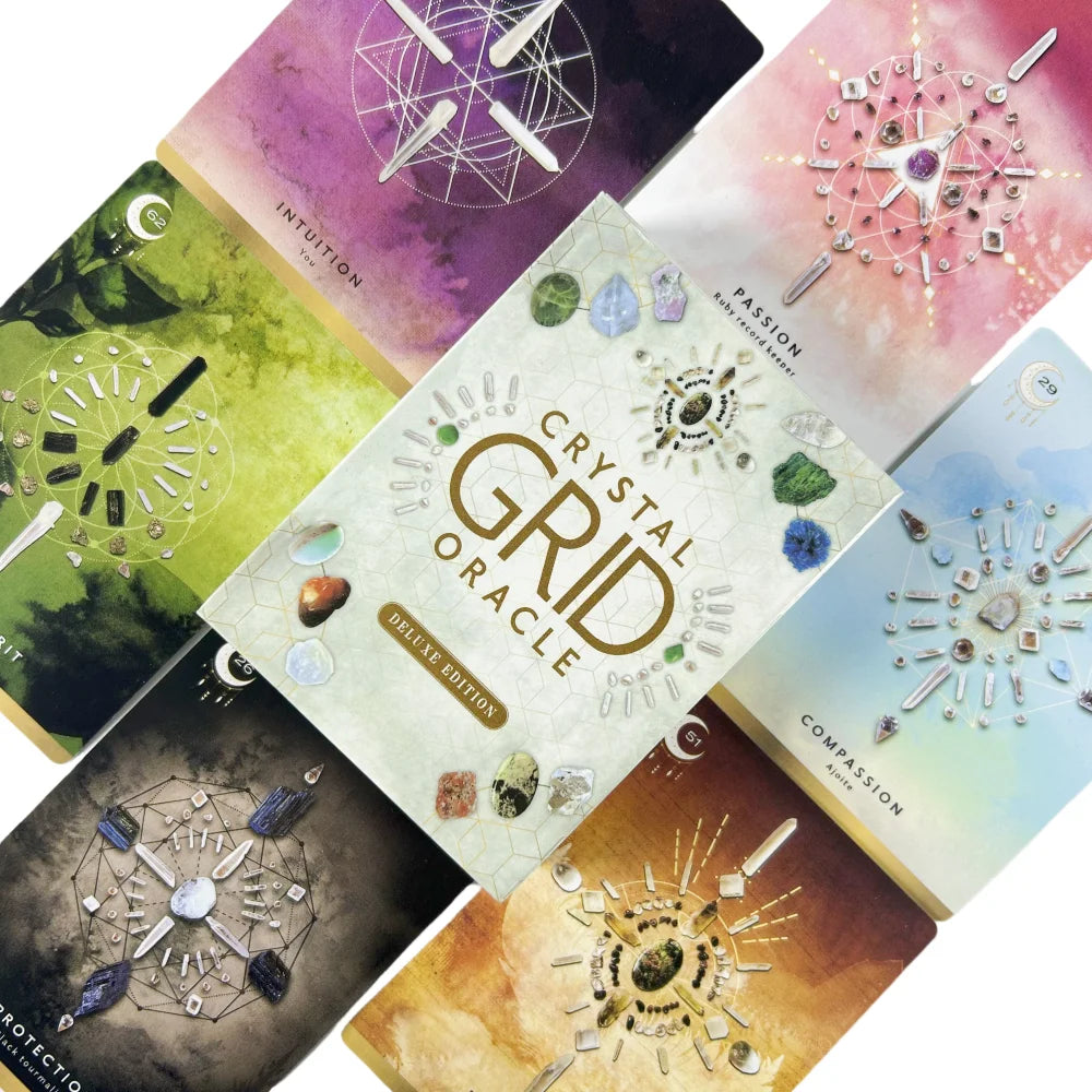 Crystal Grid Oracle Cards - 72-Card Deluxe Deck with Guidebook for Family Fun, Spiritual Growth, and Entertainment