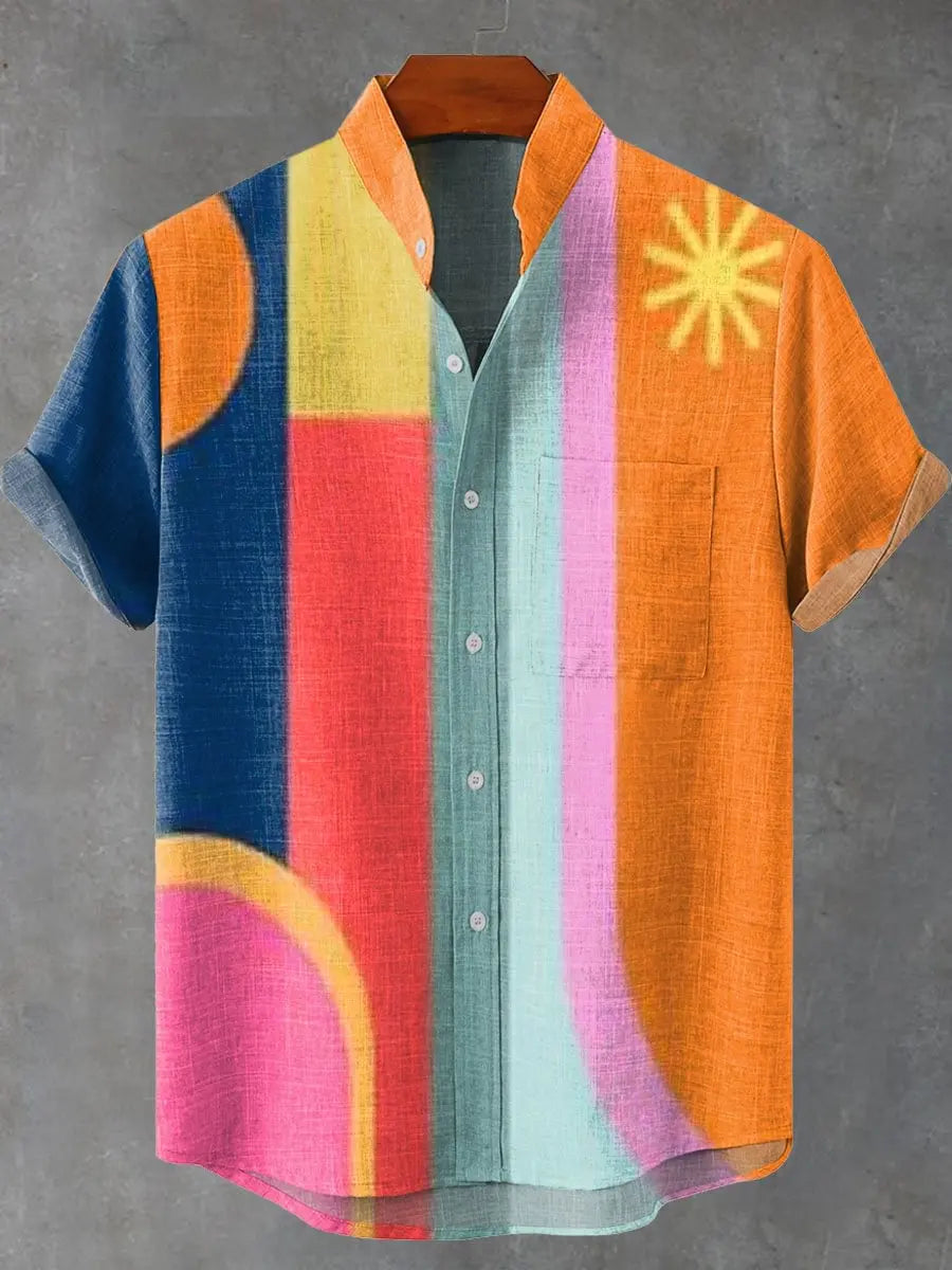 ⛩️ The Zen-Art Heritage Edition: Premium Men’s Japanese Retro Linen Shirt – High-Definition Artistic Graphic Print, Breathable Organic Cotton-Linen Blend, and Sophisticated Luxury Button-Down SFQQQD2329