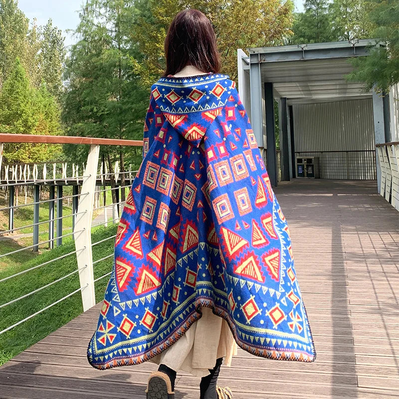 🧣 Women’s Winter Fashion Poncho – Imitation Cashmere Cape with Scarf, Warm Shawls and Wraps