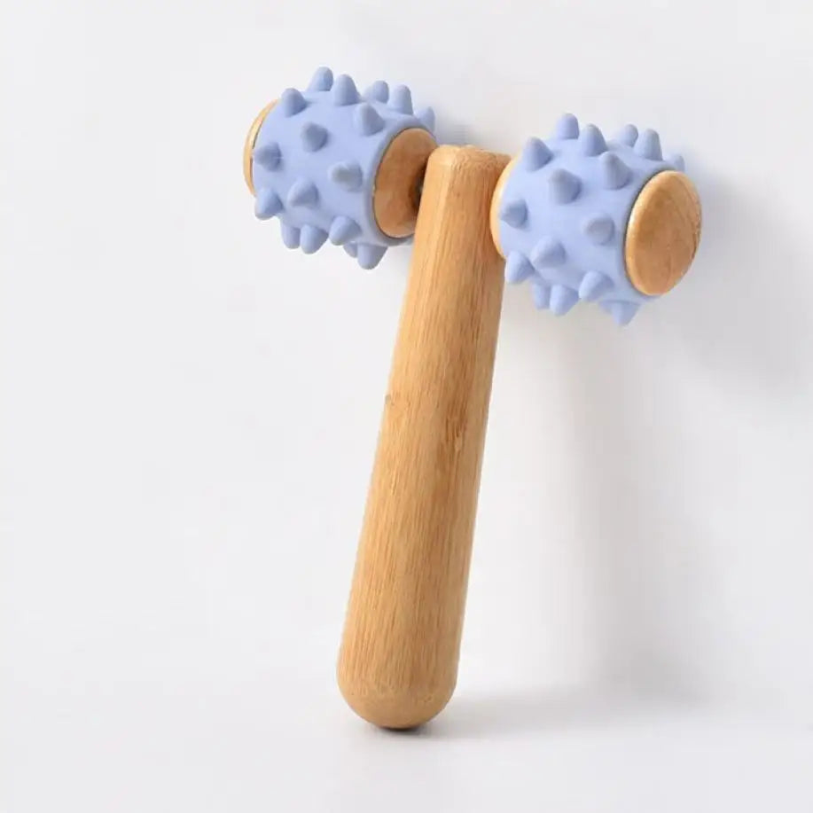 T-Shaped Massage Roller – Multifunctional Deep Tissue Massager for Face, Legs, Abdomen & Body, Portable for Travel and Home Use﻿ Light blue