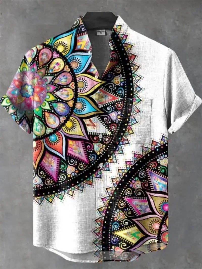 🌍 The Ancestral Modesty Heritage Edition: Premium Men’s Retro African Tribal Totem Shirt – High-Definition Digital Print, Breathable Organic Cotton-Linen Blend, and Sophisticated Modest Street-Trend Silhouette SFQQQD1217