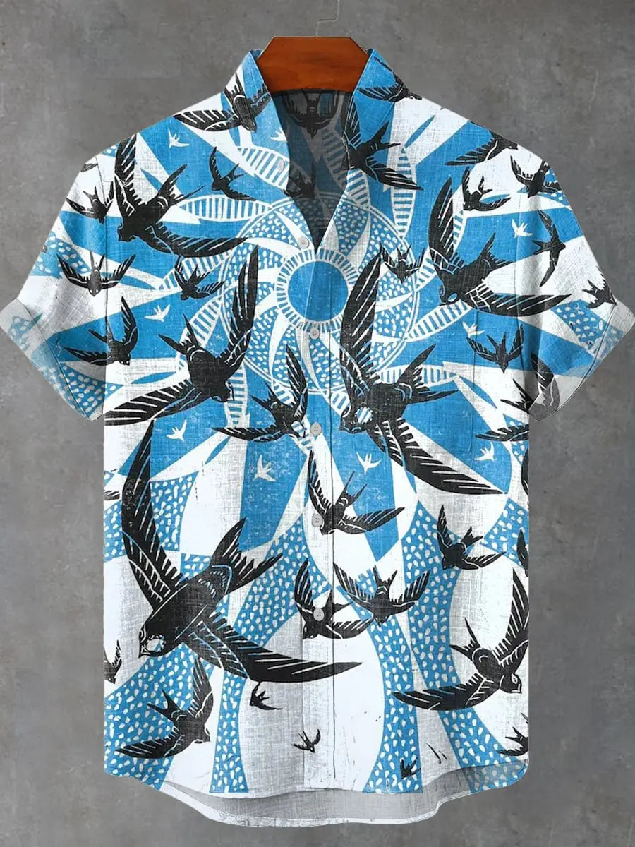 🌊 The Zen Wave Heritage: Premium Men’s 3D Printed Linen Shirt – High-Definition Retro Japanese Wave Graphic, 100% Breathable Organic Linen-Hybrid, and Sophisticated Hawaiian Beach Holiday Short-Sleeve MK262