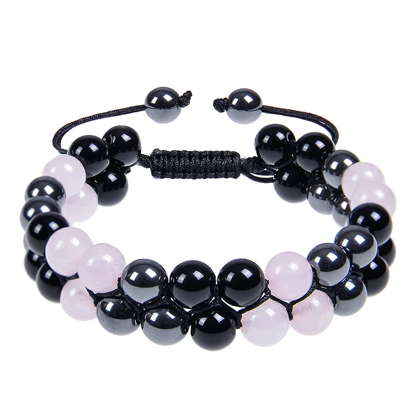 🛡️ Triple Protection Bracelet: Tiger Eye, Black Obsidian & Hematite 8mm Beads – Ultimate Energy Shield, Grounding & Healing Crystal Bangle for Men & Women 8MM Bead Bracelet-24