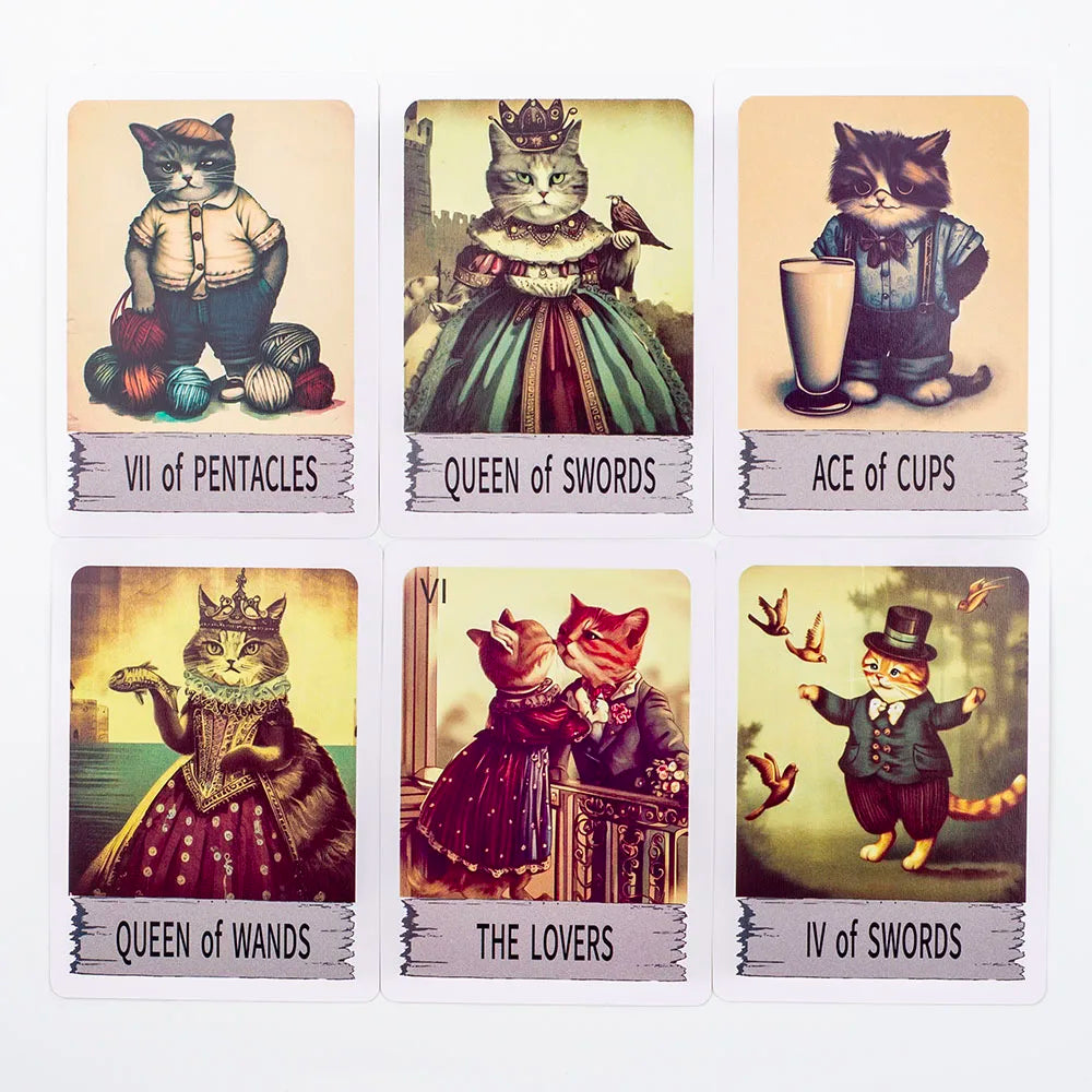Mystic Cat Tarot 78-Card Deck | English Visions Divination Edition for Party Gatherings and Family Nights