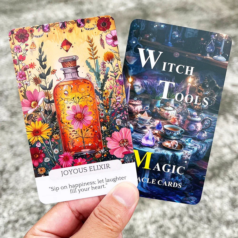 Witch Tools Magic Oracle Cards, Witchy Aesthetic Oracle Deck for Self-Guidance & Mindfulness, 12x7cm, 54 Cards, Taro Cards