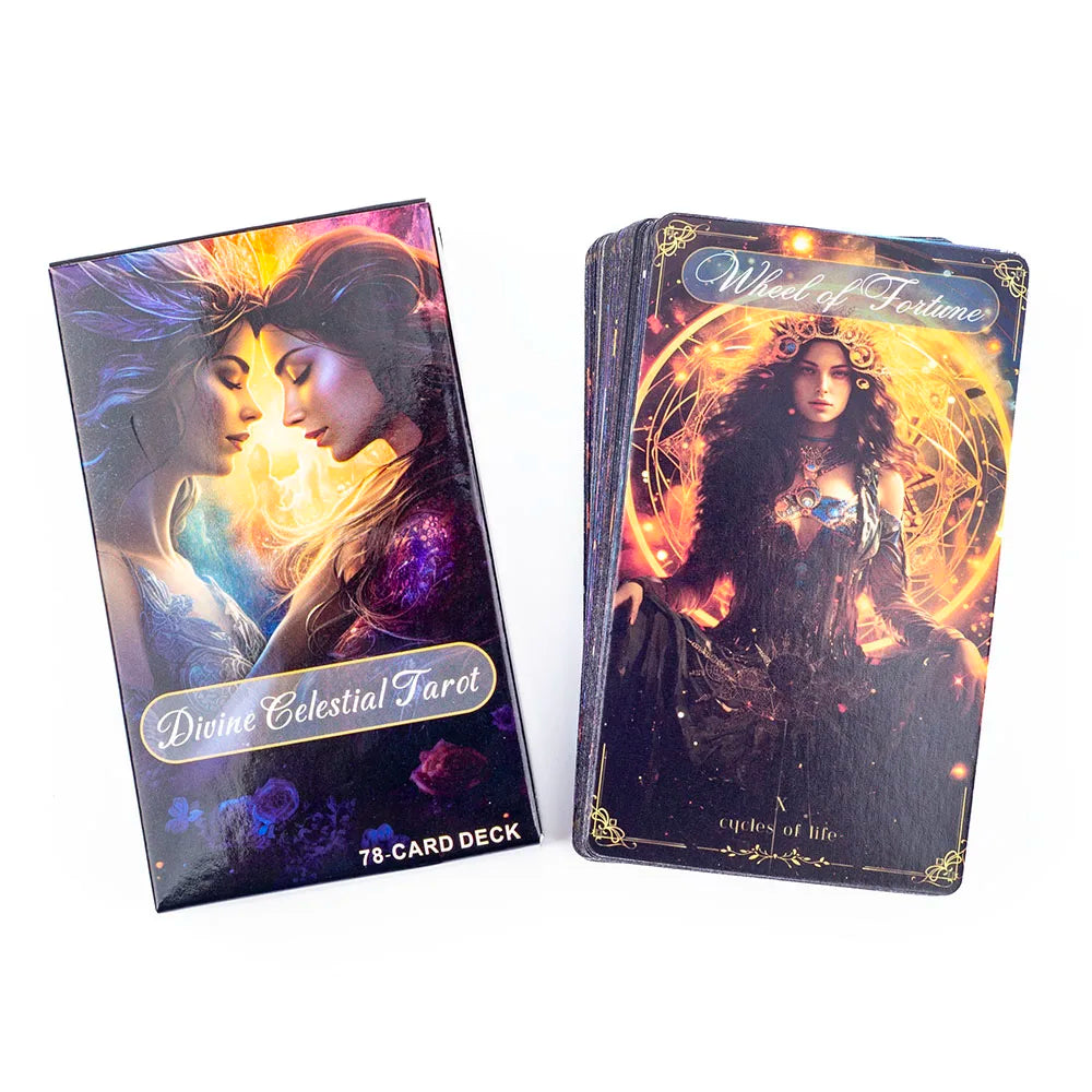 Divine Celestial Tarot Cards Deck - 78 Cards for Fortune Telling, Divination, and Classmate Gatherings (10.4x6.1CM)