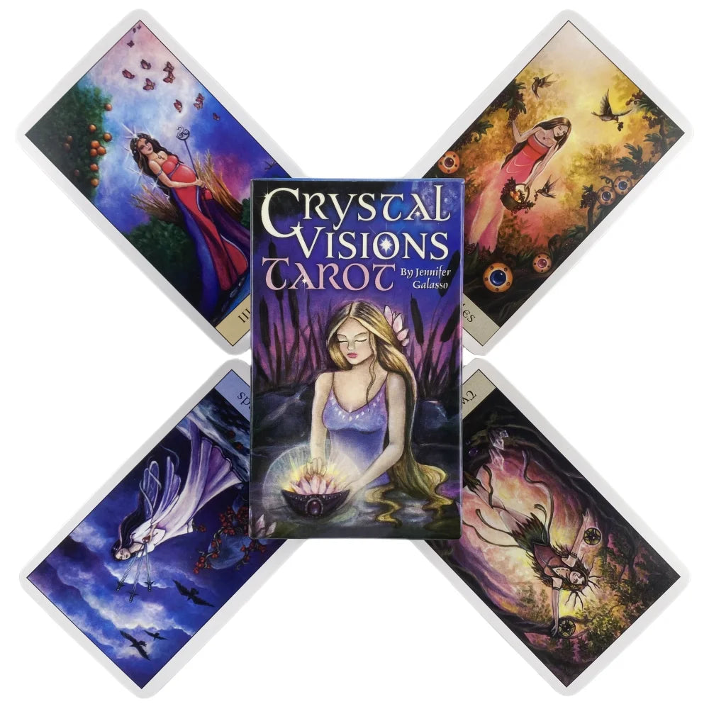 🌈 Crystal Visions Tarot Deck – Elegant 78-Card Rider-Waite Based System with Vivid Imagery for Spiritual Guidance and Entertainment