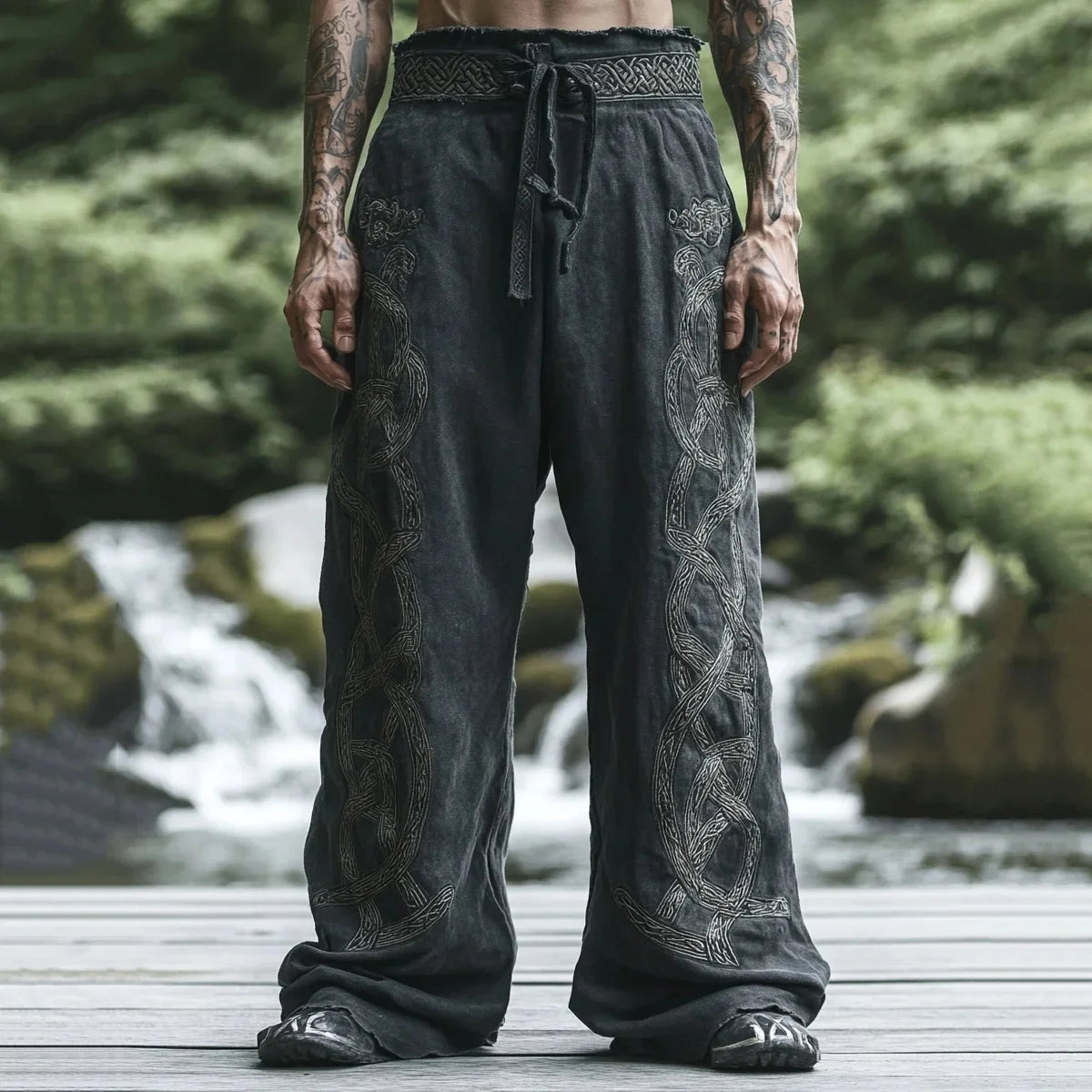 🃏 Men’s Retro Viking Celtic Skeleton 3D Printed Drawstring Pants – Casual Straight-Leg Summer Beach Pants, Plus Sizes S–5XL D81PHG259162357