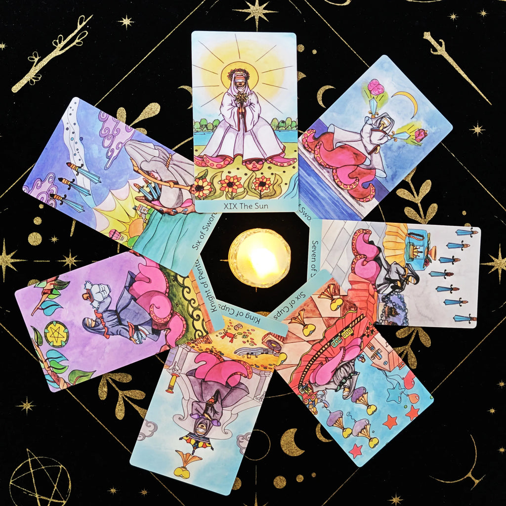 🔥12x7cm Sea Witch Tarot Deck | 78-Card English Visions Divination & Party Game Set