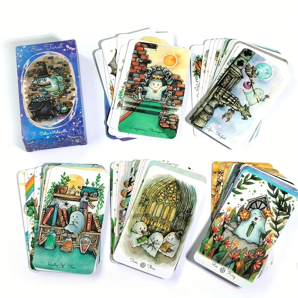 👻 Boo Tarot Deck – 81 Ghost & Spirit Themed Tarot Cards with Whimsical Witchcraft Design | 10.3 x 6 cm